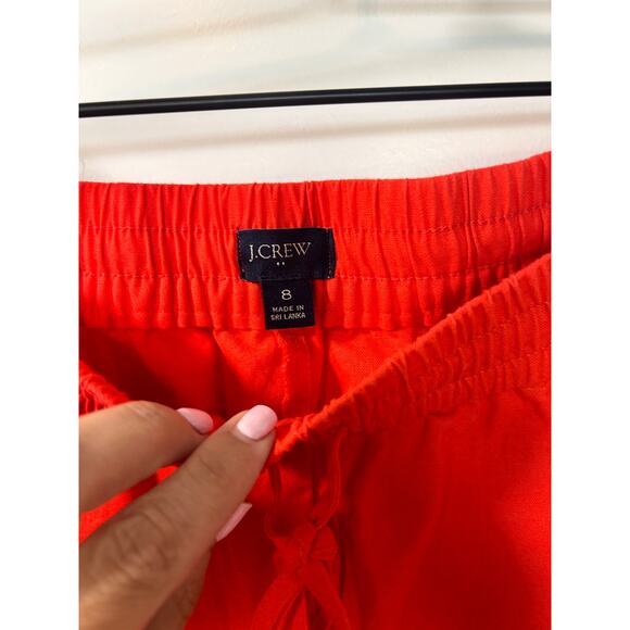 J. Crew Women’s Linen Blend Cropped Ankle Pants Beach Bohemian ‎ Red SZ 8 - Picture 6 of 10